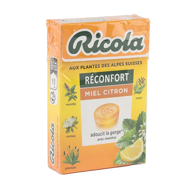 Ricola Réconfort Miel Citron bonbons sans sucres