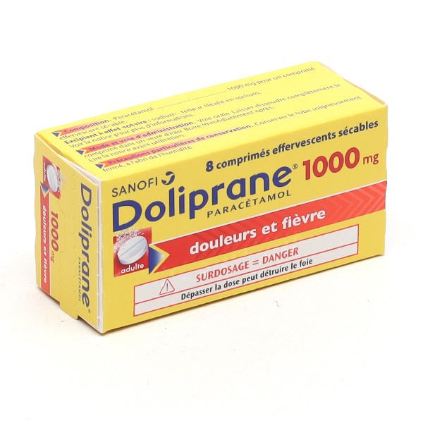 Doliprane 1000mg - 8 comprimés effervescents - Pharmacie en ligne