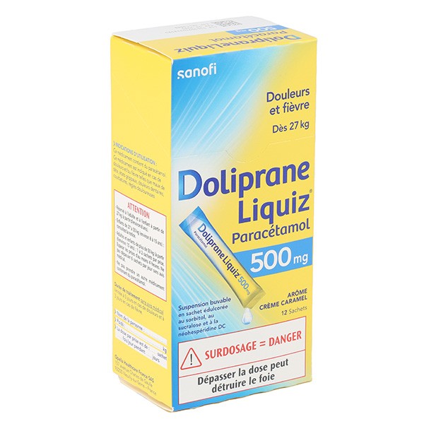 Doliprane Liquiz 500 mg stick sans sucre