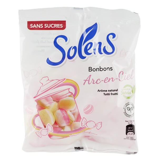 Solens Bonbons sans sucre Arc-en-ciel Goût Tutti frutti