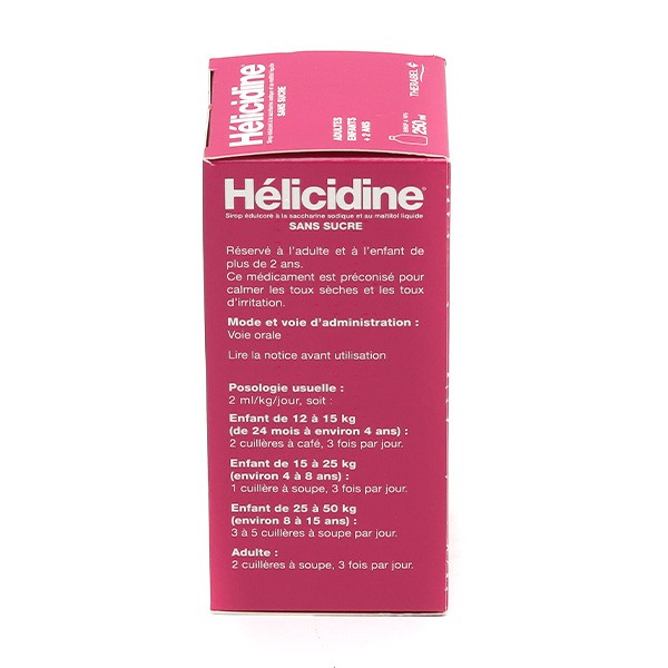 Helicidine Sirop Sans Sucre 250ML Therabel pour la Toux Sèche - Serelys  pharma