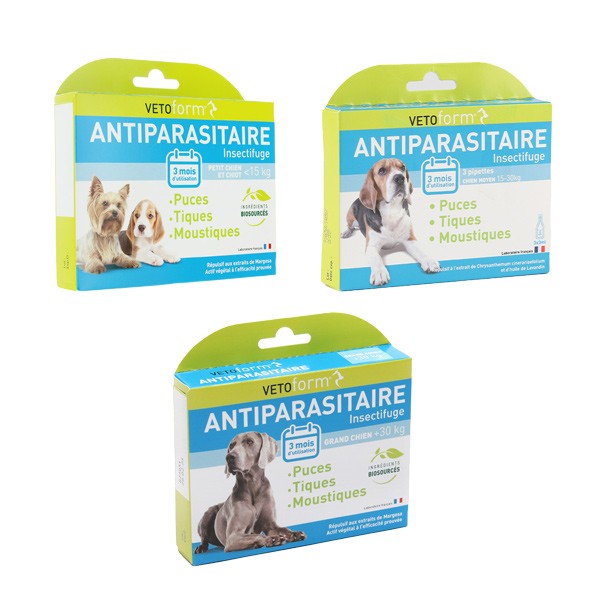 Vetoform antiparasitaire pour chien en pipettes