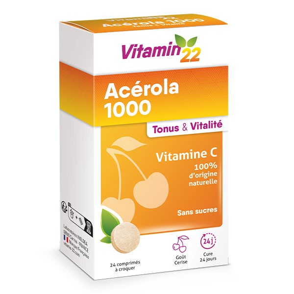 Vitamin'22 Acerola 1000 Vitamine C comprimés à croquer