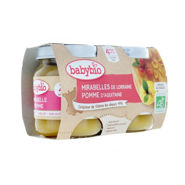 Babybio Petits Pots Mirabelle Pomme Bio 2x130g Alimentation Bebe