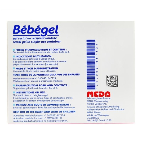 Bebegel Gel Rectal 6 Unidoses Constipation Laxatif Bebe