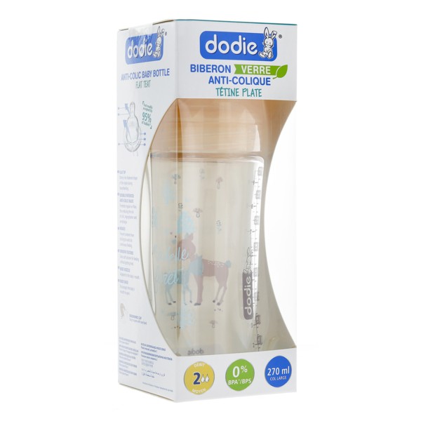 Dodie Sensation+ Biberon verre anti-colique débit 2 - 0-6 mois