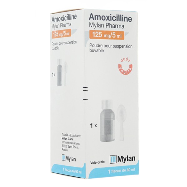 Amoxicilline 125mg 5ml Mylan Suspension Buvable Medicament Antibiotique