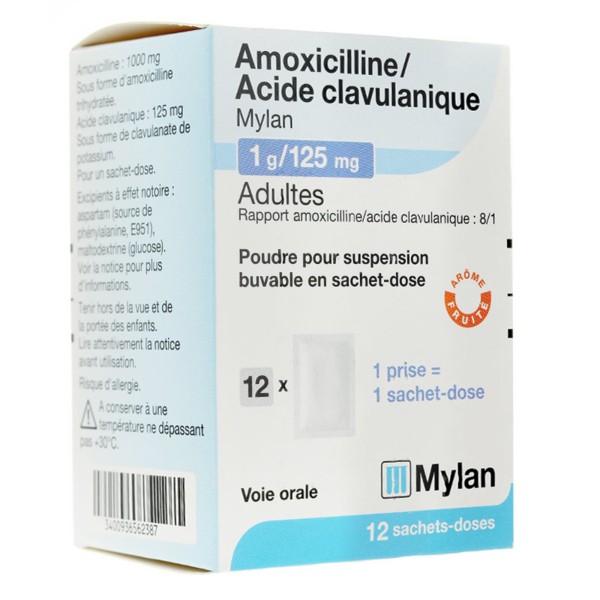 Amoxicilline Acide Clavulanique 1g 125mg Bronchite Sinusite Otite