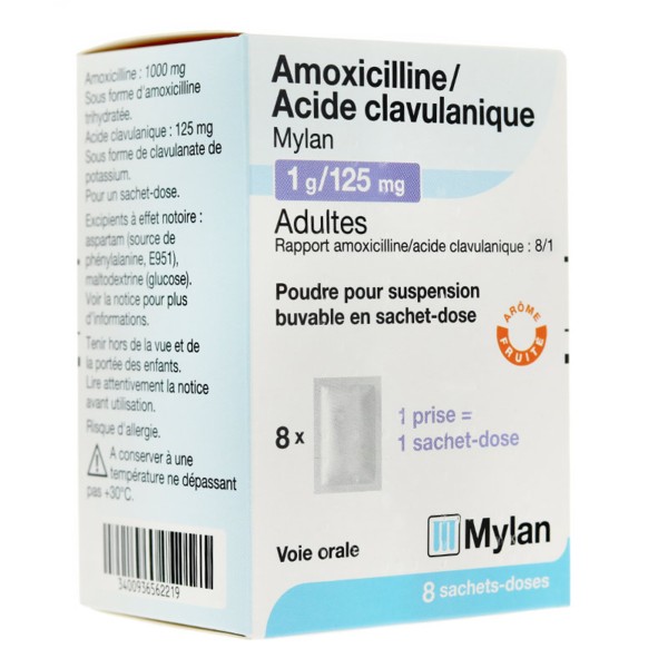 Amoxicilline Acide Clavulanique 1g 125mg Bronchite Sinusite Otite