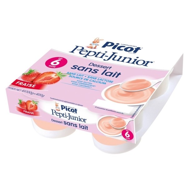 Picot Pepti Junior crème dessert sans lait Fraise - Yaourt bébé APLV