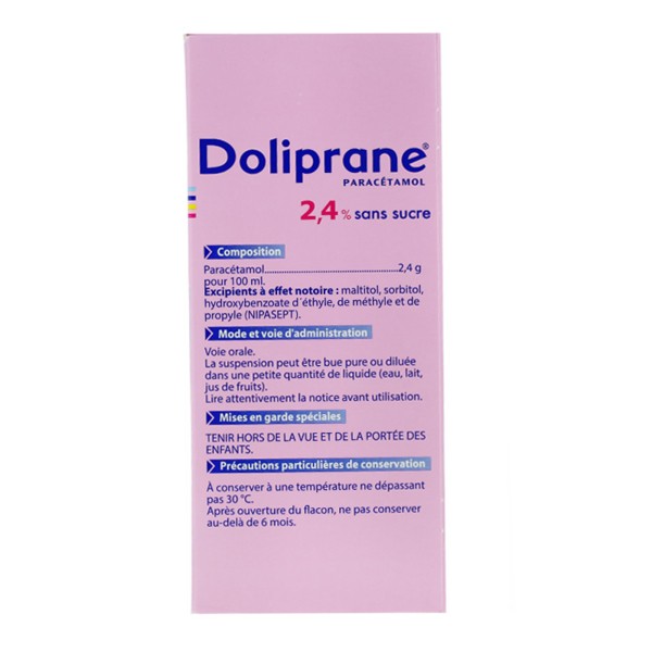 Doliprane Sirop Sans Sucre 2 4 Pour Enfant 100 Ml Douleurs Et Fievre