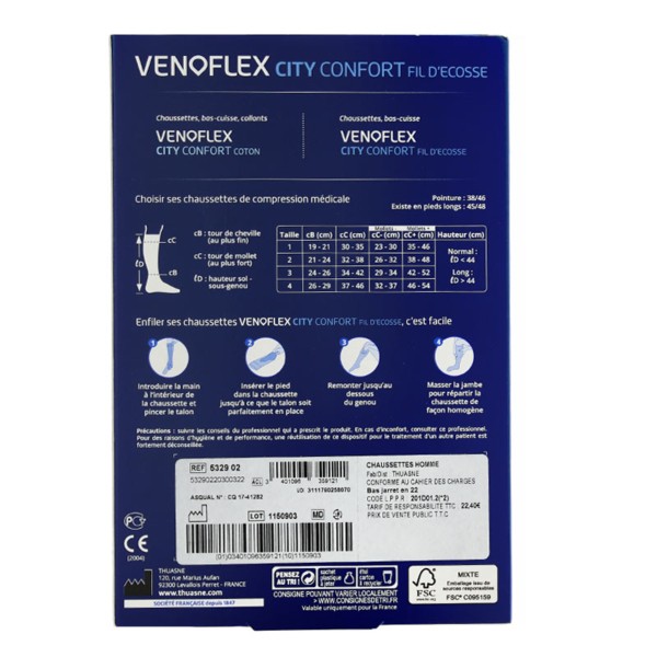 Chaussettes de contention homme Venoflex City Confort Coton Classe 1