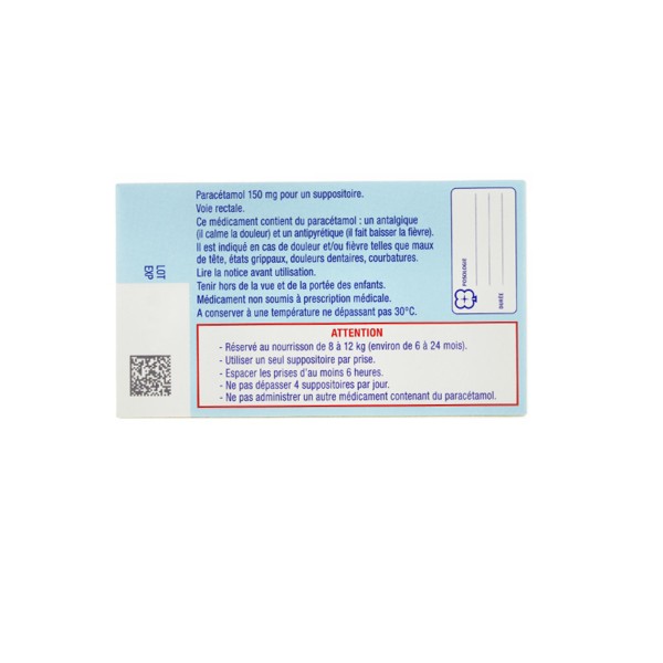 Efferalgan 150 Mg 10 Suppositoires Douleurs Et Fievre Enfant